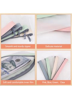 VOCHIC 4 Pieces Money Bags With Zipper Cash Envelopes7.6 X 3.7 Inch Money Pouch Clear Bank Deposit Bags Bank Bag Cash Bag Coin Bag For Collectors Multipurpose Check Wallet With 4 Colors  - Image 4