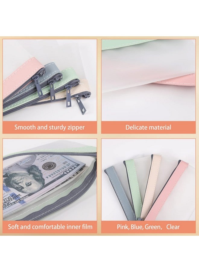 VOCHIC 4 Pieces Money Bags With Zipper Cash Envelopes7.6 X 3.7 Inch Money Pouch Clear Bank Deposit Bags Bank Bag Cash Bag Coin Bag For Collectors Multipurpose Check Wallet With 4 Colors - Image 4