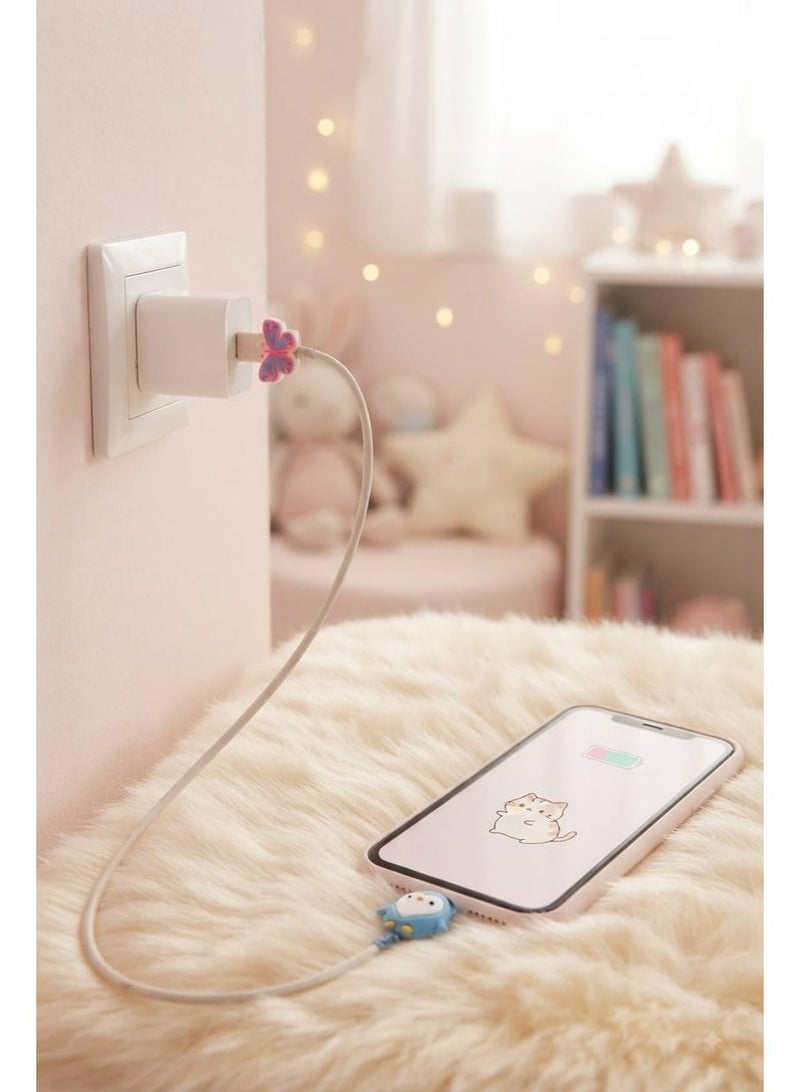 "Add a touch of beauty and fun to your charging cable with this 3D cable case - Product contains 2 pieces. " - Image 1