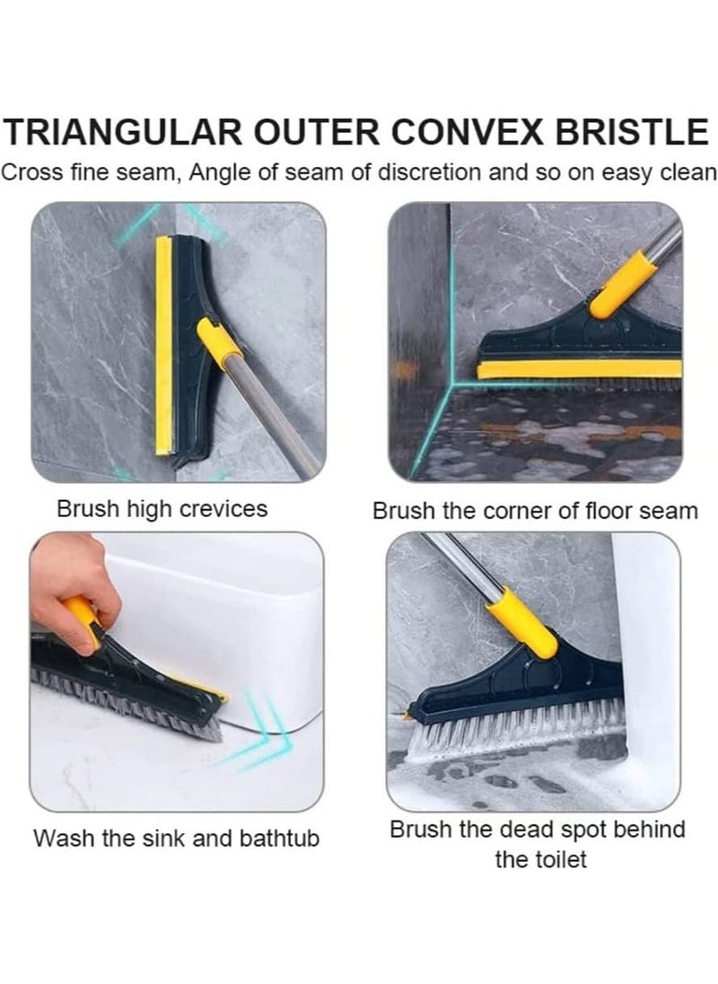 Arabest - Long Handle Cleaning Brush, 2 in 1 Floor Scrub Brush Stiff Brush Scrubber with Scraper, Shower Scrubber Kit with 100cm Retractable Handle for Bathroom, Tub and Tile - Image 1