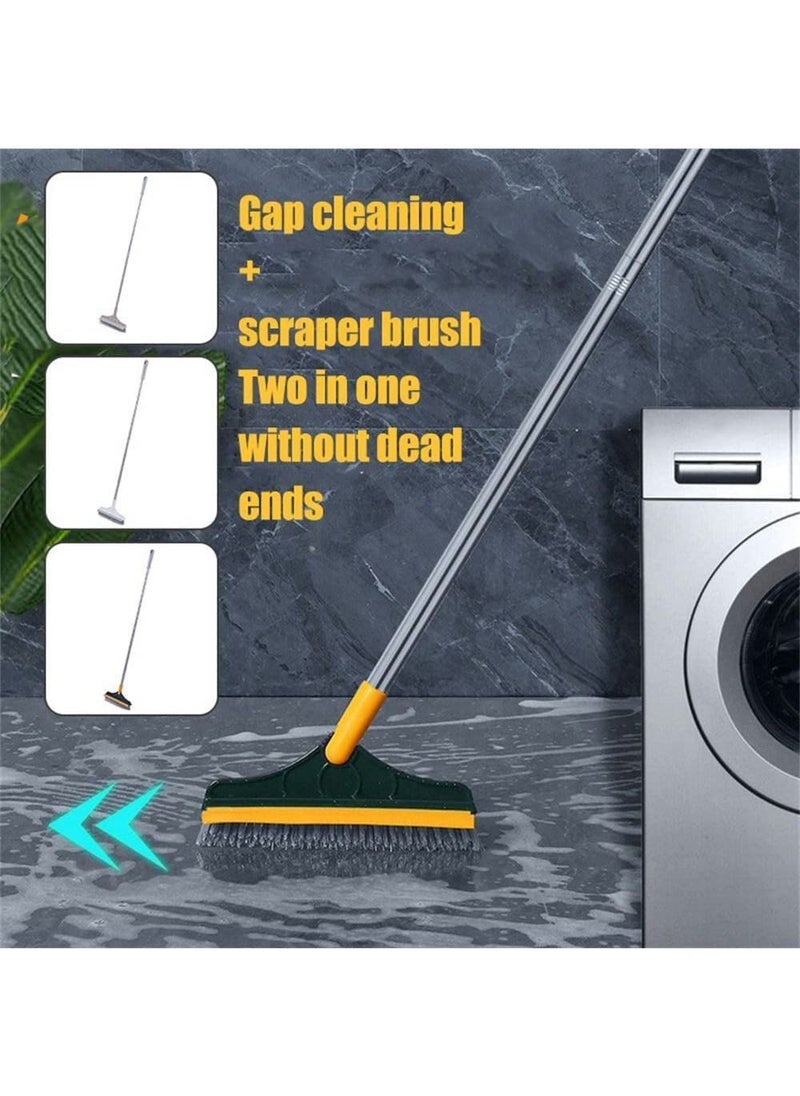 Arabest - Long Handle Cleaning Brush, 2 in 1 Floor Scrub Brush Stiff Brush Scrubber with Scraper, Shower Scrubber Kit with 100cm Retractable Handle for Bathroom, Tub and Tile - Image 1