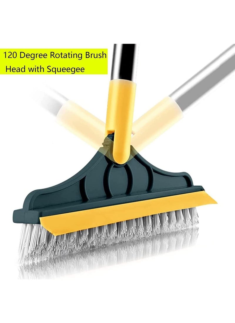 Arabest - Long Handle Cleaning Brush, 2 in 1 Floor Scrub Brush Stiff Brush Scrubber with Scraper, Shower Scrubber Kit with 100cm Retractable Handle for Bathroom, Tub and Tile - Image 1
