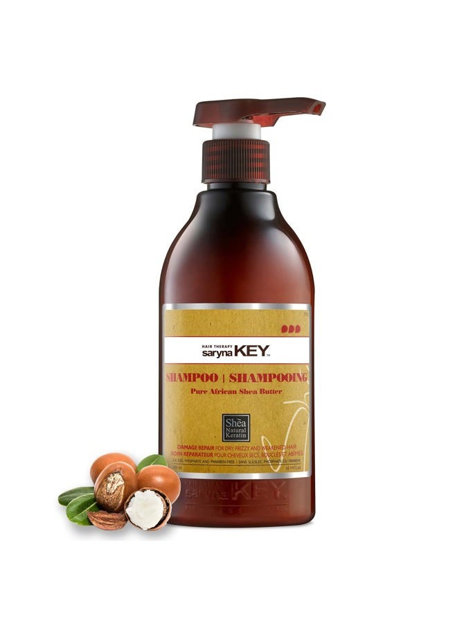 Saryna Key Shampoo for Damaged Hair with Pure African Shea Butter - Moisturizing Shampoo for Dry Damaged Hair - Professional Keratin Treatment - Sulfate Free, No Parabens, Cruelty Free (300ml/10.14oz)  - Image 1