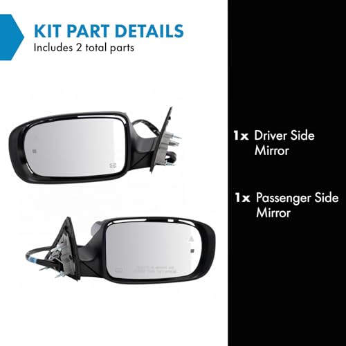 TRQ Driver & Passenger Side Power Heated Mirrors with Blind Spot Indicator Paint to Match Compatible with 2011-2019 Dodge Charger CH1320452 CH1321452 - Image 2