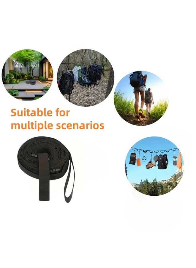 Black Storage Strap with 19 Buckles for Outdoor Camping Hiking and Drying Racks - Image 1