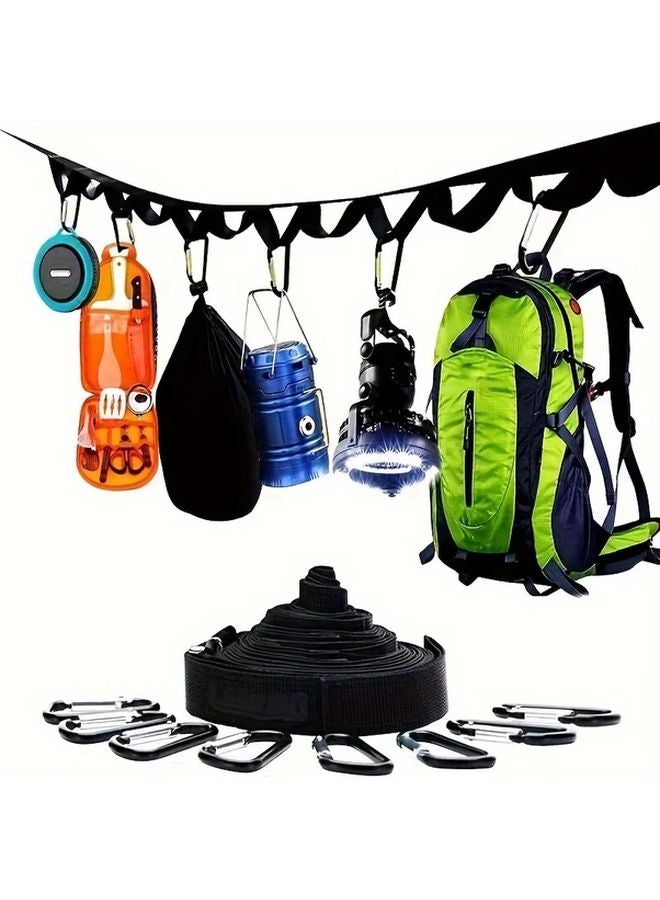 Black Storage Strap with 19 Buckles for Outdoor Camping Hiking and Drying Racks - Image 2