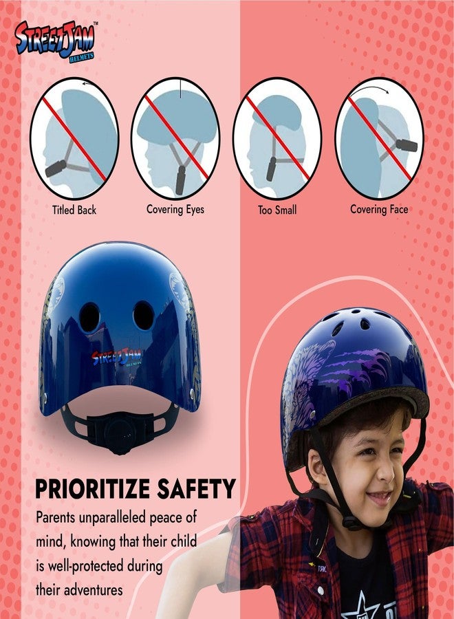 STREETJAM Kids Cycle Helmet Wild Riderz Open Face Helmet with Colour Shifting Technology, Hard Outer Shell, EPS Inner Comfort case, Adjustable Strap & Dial(5-8 Years, Blue(Gold, Red, Purple)) - Image 5