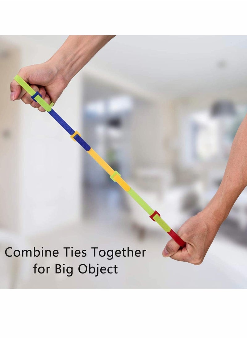 SYOSI - 80 PCs Reusable Fastening Cable Ties, Multi Purpose Hook Loop Cable Straps Wire Ties Management, Adjustable Multicoloured Cords Organizer for Computer, Laptop, TV, Electronics - Image 1