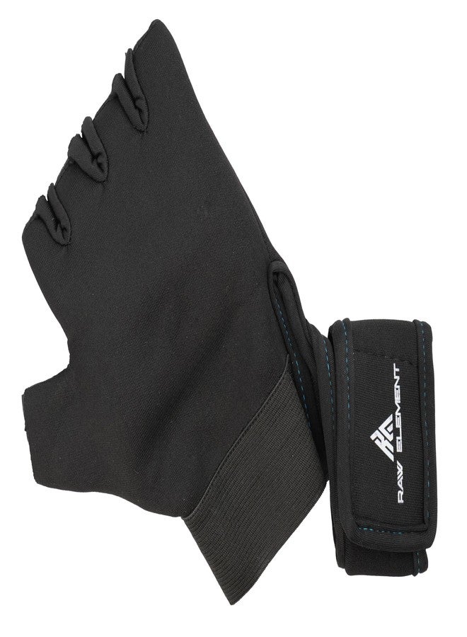 Raw Element Gym Gloves for Men & Women with Wrist Support - Half-Finger Workout Gloves for Weightlifting, Training, Cycling, Rowing - Padded Palm Protection & Breathable Suede Polyester Fabric (Black) - Image 2