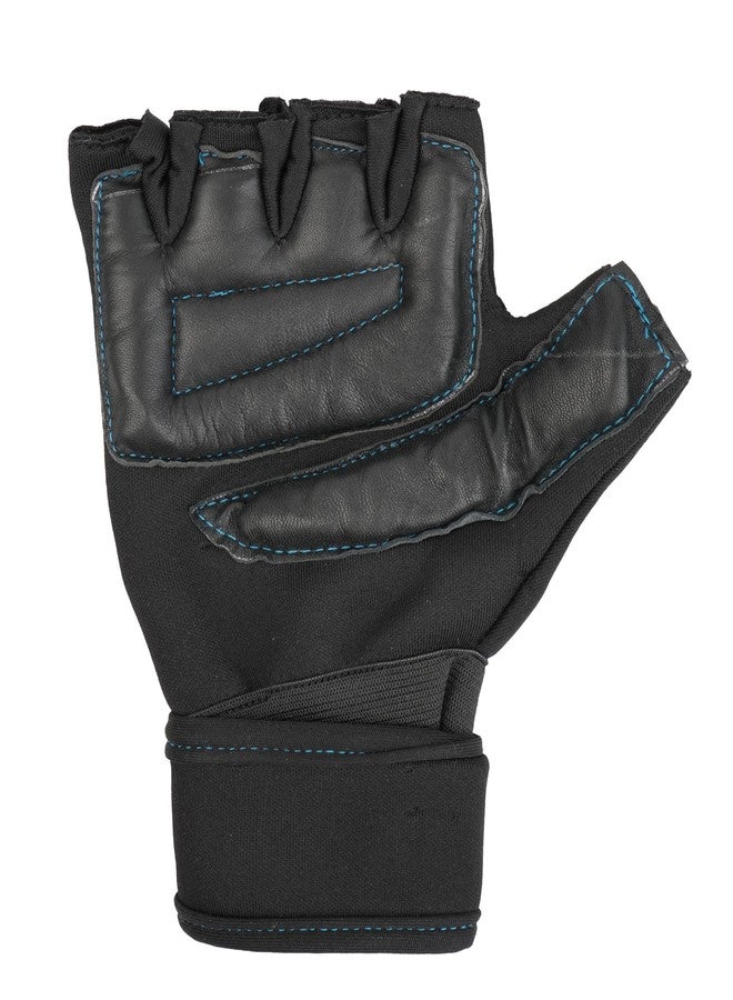 Raw Element Gym Gloves for Men & Women with Wrist Support - Half-Finger Workout Gloves for Weightlifting, Training, Cycling, Rowing - Padded Palm Protection & Breathable Suede Polyester Fabric (Black) - Image 4