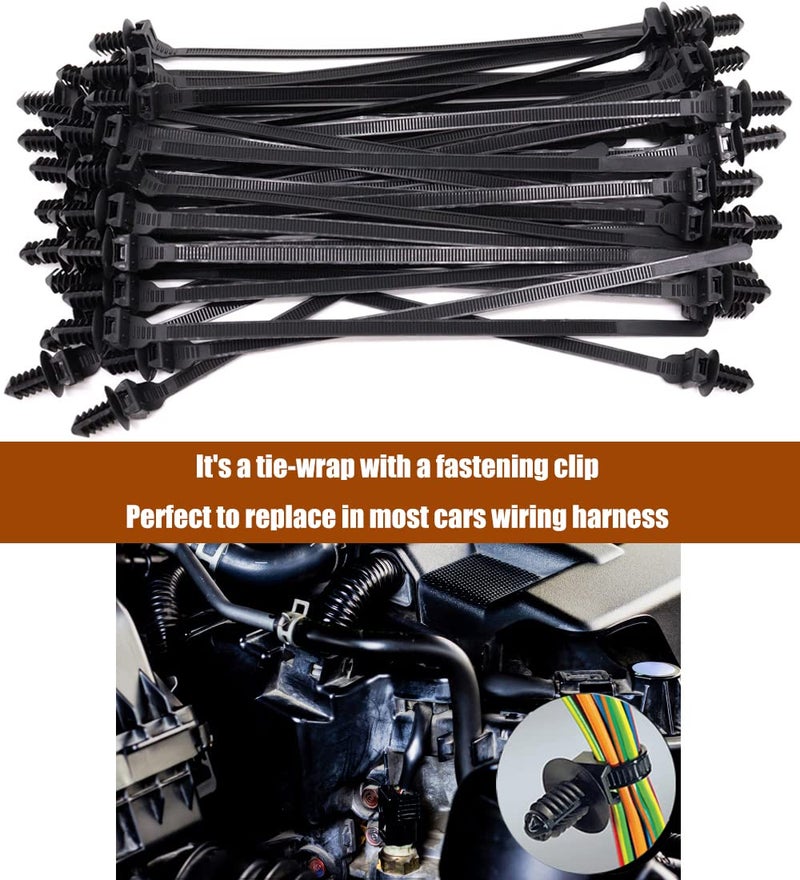 BENLIUDH Push Mount Zip Ties  8 Inch Cable Zip Tie Black Wire Tie With Push Pin Fir Tree Zip For Indoor And Outdoor (100 Pack) - Image 4