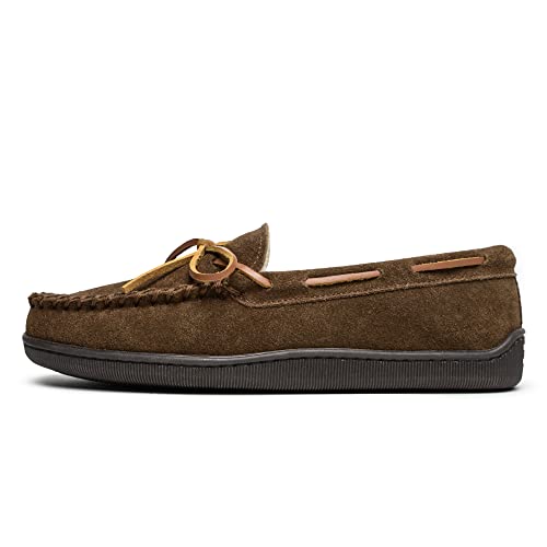 Minnetonka Men's Pile Lined Hardsole Slippers, Autumn Brown, 9.5 M US - Image 1