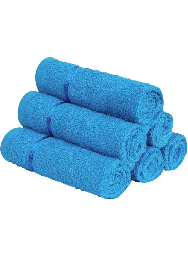 Story@Home Story@Home 100% Terry Cotton Pack of 6 Pieces Highly Absorbent and Quick-Drying, Hotel & Spa Quality Super Soft Face Towel, 450 GSM (30 x 30 cm, Blue)  - Image 1