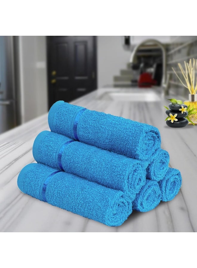 Story@Home Story@Home 100% Terry Cotton Pack of 6 Pieces Highly Absorbent and Quick-Drying, Hotel & Spa Quality Super Soft Face Towel, 450 GSM (30 x 30 cm, Blue)  - Image 5
