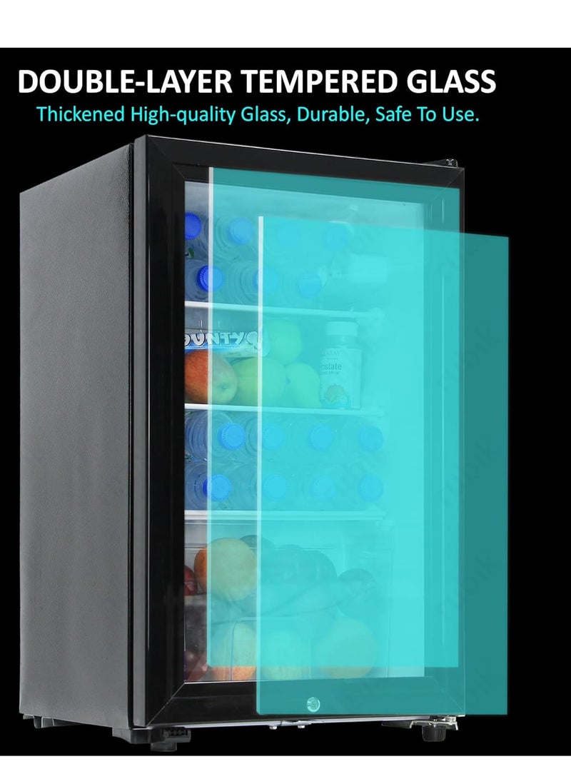 LC 115L Gross  73L Net Refrigerator with Key Lock Glass Door Beverage Fridge Cooler - Image 2