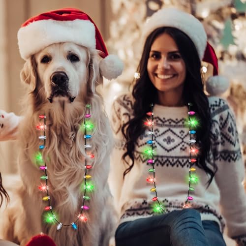Traplace 9PCS Christmas Light Necklace Light up 3 Modes Christmas Party Favors Wearable Christmas Lights with 8 Colorful Bulbs Xmas Lights Necklace for Ugly Sweater Party Supplies Christmas Party Favors - Image 5