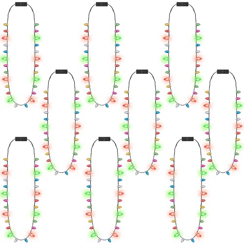 Traplace 9PCS Christmas Light Necklace Light up 3 Modes Christmas Party Favors Wearable Christmas Lights with 8 Colorful Bulbs Xmas Lights Necklace for Ugly Sweater Party Supplies Christmas Party Favors - Image 1