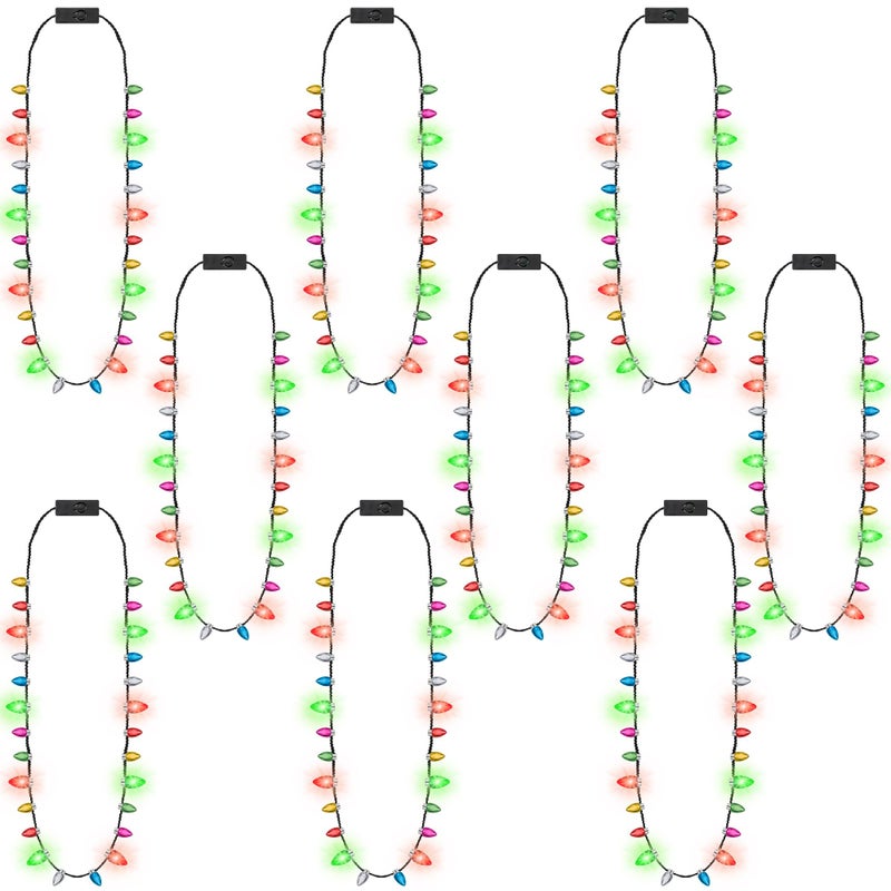 Traplace 9PCS Christmas Light Necklace Light up 3 Modes Christmas Party Favors Wearable Christmas Lights with 8 Colorful Bulbs Xmas Lights Necklace for Ugly Sweater Party Supplies Christmas Party Favors - Image 3