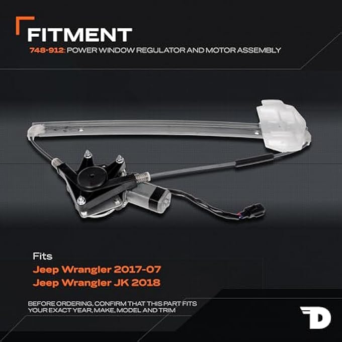 Dorman 748912 Front Driver Side Power Window Regulator And Motor Assembly Compatible With Select Jeep Models - Image 3