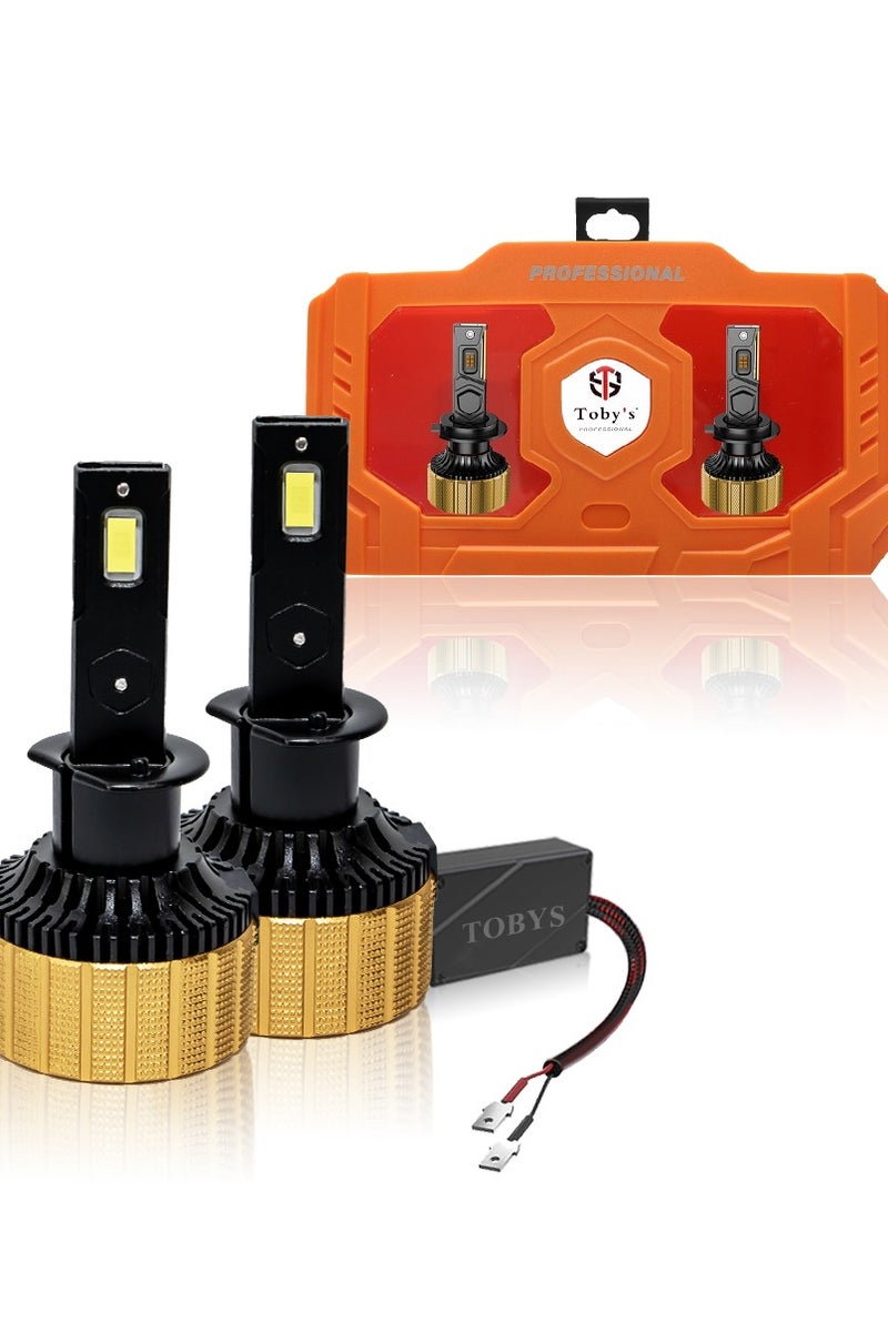 Toby's Toby’s EC60 H1 120W LED Headlights – 12,000LM Ultra Bright, IP65  Waterproof, Flicker-Free, Can-Bus Ready with Aviation Aluminum Cooling & Flicker-Free Driving Light Upgrade  - Image 1