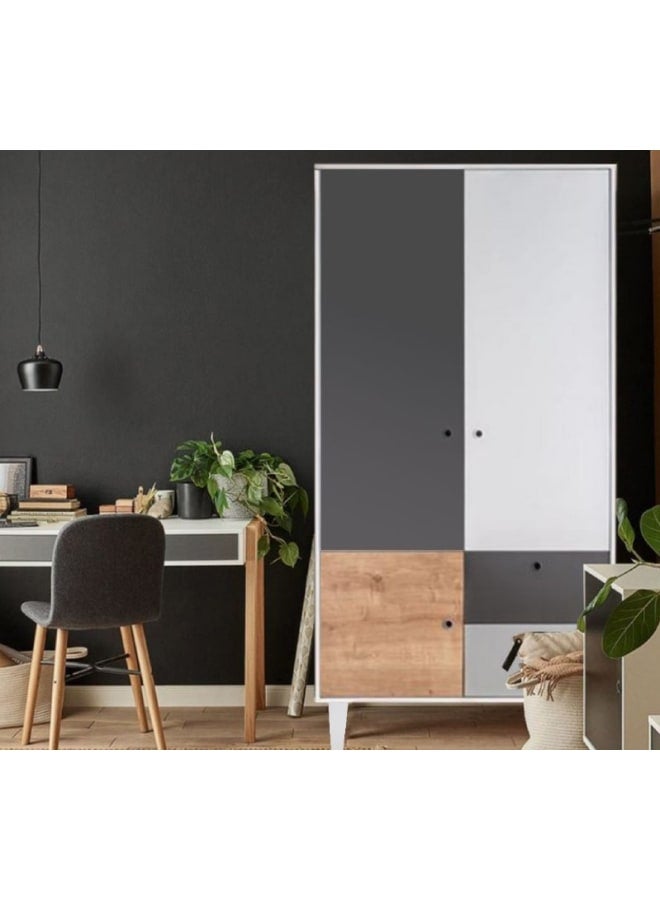 Retro Wardrobe 50x195x100cm - Multicolor - Image 1