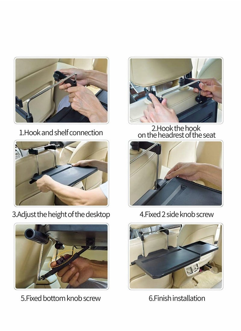 SYOSI Car Steering Wheel Tray/Back Seat Headrest Tray 2 in 1 for Eating Food Drink and Writing Laptop Work, Black Car Desk  - Image 2