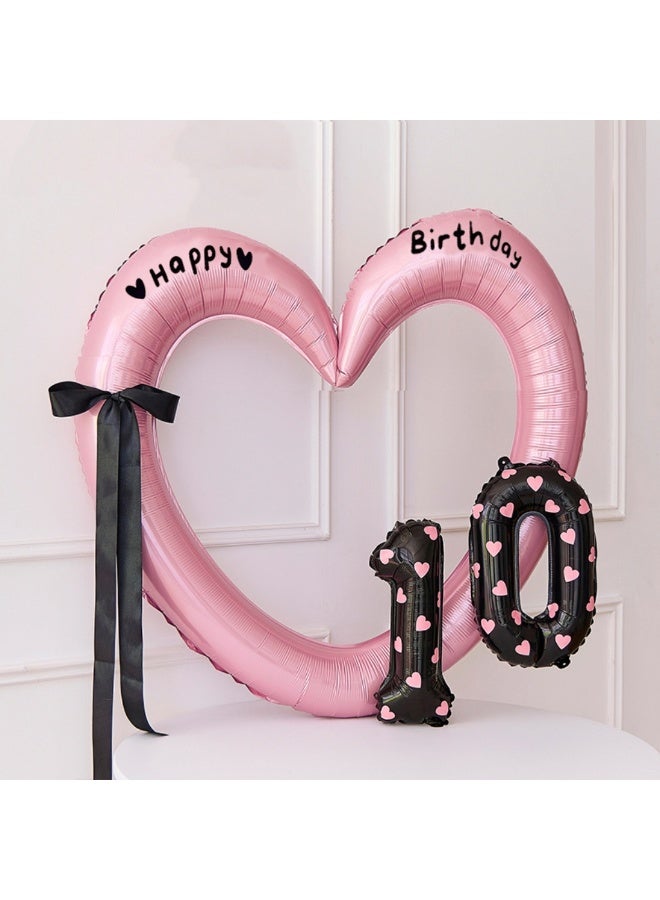 40-Inch Hollow Love Balloon Bow Number 10 Balloon Birthday Party Decoration