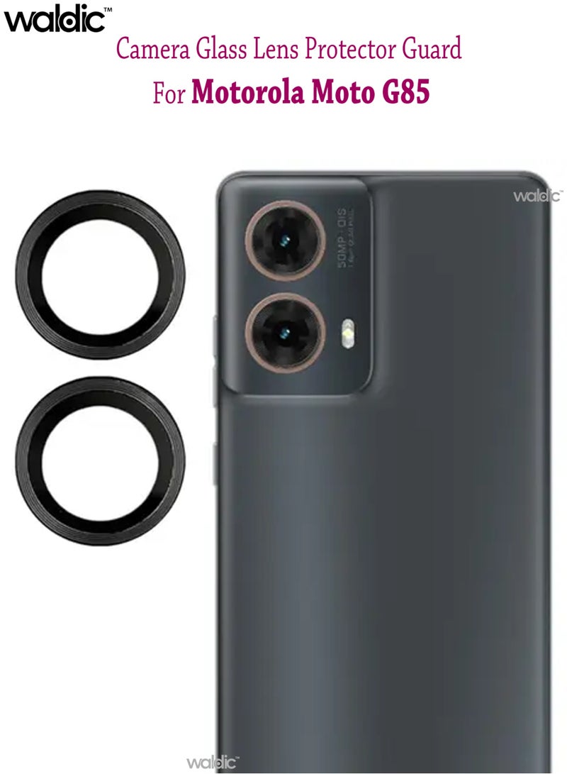 Waldic Motorola Moto G85 Camera Lens Protector, Scratch-Resistant HD Clarity Ultra-Thin 9H Tempered Glass with Aluminium Edging, Individual Metal Lens Cover - Black  - Image 1