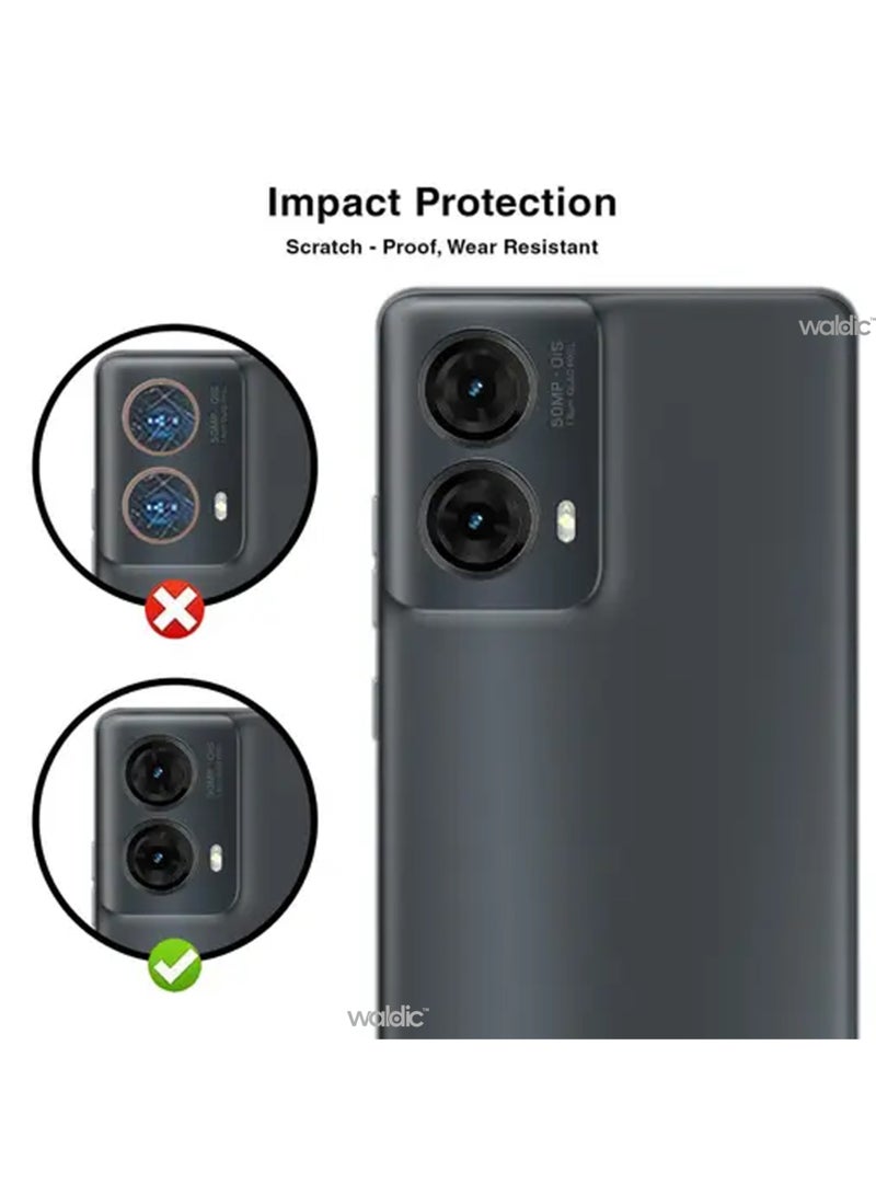 Waldic Motorola Moto G85 Camera Lens Protector, Scratch-Resistant HD Clarity Ultra-Thin 9H Tempered Glass with Aluminium Edging, Individual Metal Lens Cover - Black  - Image 2