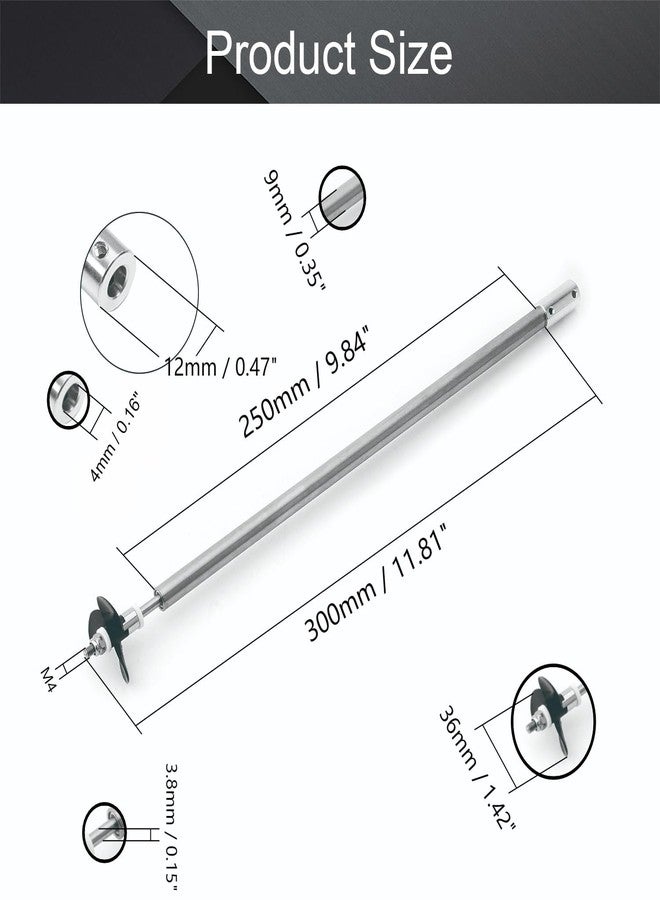 Fielect عمود القيادة Fielect مع المروحة والوصلات العالمية لقارب RC، عمود بطول 300 مم، غلاف بطول 250 مم، مروحة بقطر 36 مم، مناسب لعمود محرك بقطر 4 مم - Image 2