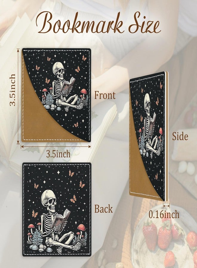 Icycay Skeleton Book Corner Bookmarks, Funny Leather Book Accessories for Book Lovers, 3 Pcs Reading Book Page Markers for Women Men Student Teacher Girls Boys Kids Retirement Birthday Gifts - Image 5