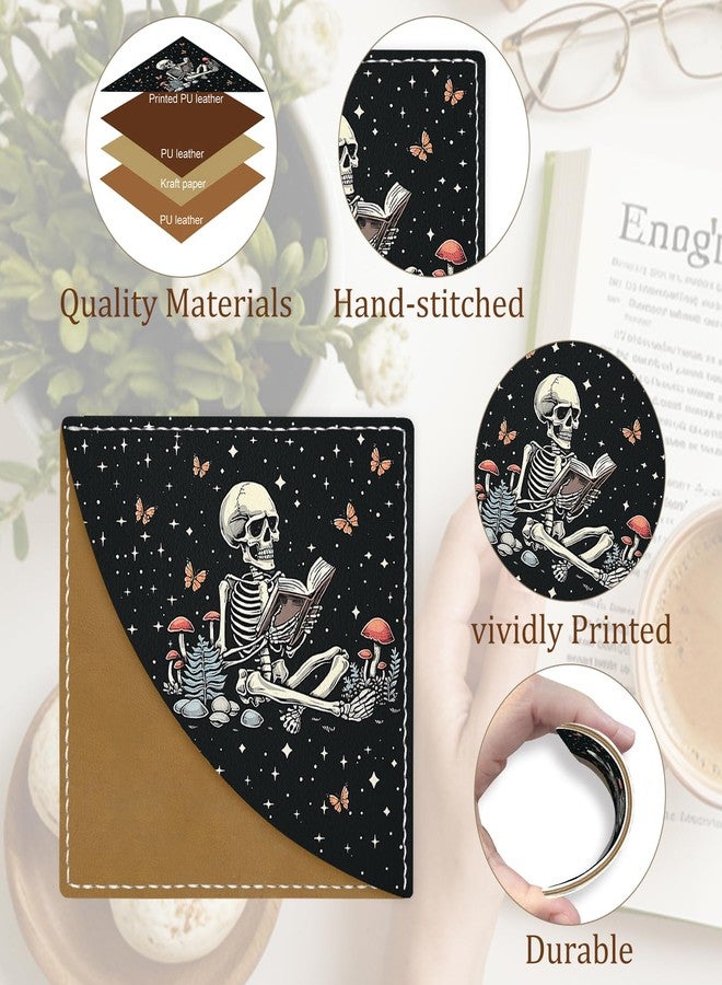 Icycay Skeleton Book Corner Bookmarks, Funny Leather Book Accessories for Book Lovers, 3 Pcs Reading Book Page Markers for Women Men Student Teacher Girls Boys Kids Retirement Birthday Gifts - Image 4