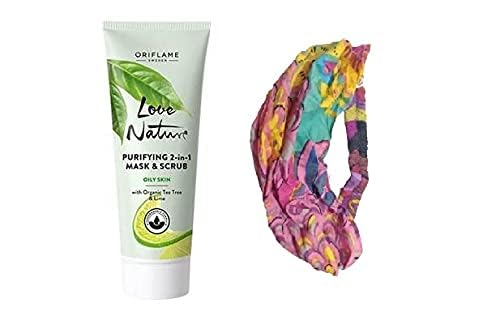 Oriflame love nature purifying 2in1 mask scrub with organic tea tree lime 75 ml and stylish hairhead band ASSORTED COMBO - Image 3