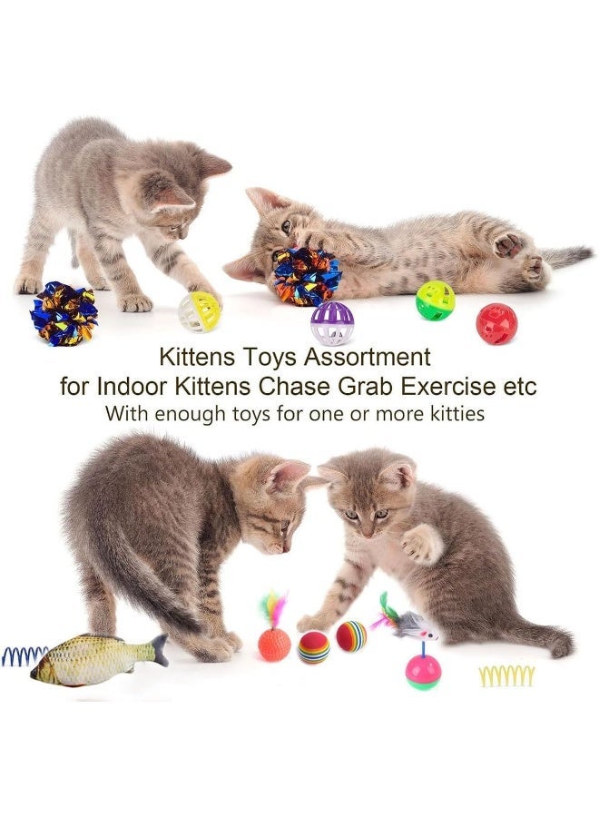 ECVV Cat Toys Set 30 Pcs, Cat Interactive Toys For All Cats, Kitten Collapsible Play Tunnel Tube Teaser Wand Bell Furry Ball Springs Mouse Catnip Fish For Kitty Puppy - Image 5