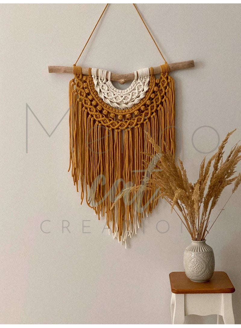 Antikiano A handcrafted decorative piece made from high-quality cotton cords, featuring a refined bohemian design with intricate knotting. It adds a touch of warmth and elegance to any wall. Perfect for decorating living rooms or bedrooms, bringing a natural and calming atmosphere to your space. - Image 1