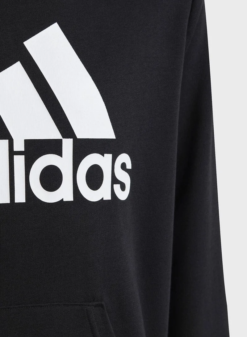 adidas هودي تدريب أسود للأطفال ٧-٨ سنوات
