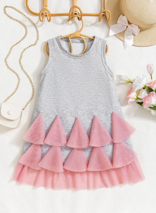 Take Two Girls Mesh Detail Hem Sleeveless Dress