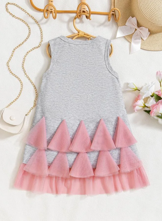 Take Two Girls Mesh Detail Hem Sleeveless Dress