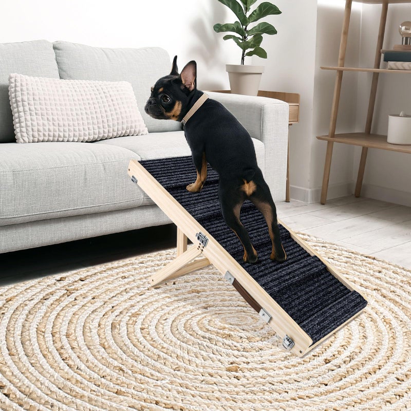 Okydoky Small Dog Ramp Adjustable Portable Folding Wooden Pet Ramp 32 Long with NonSlip Traction Mat Adjustable from 9 to 175 Dog Climbing Ladder for SofaCouchCar Grey NOLGPT1