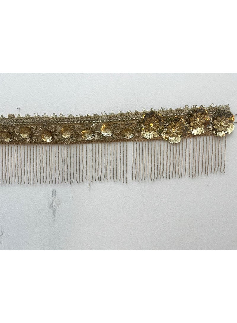 زينة ديوالي / زينة ذهبية أنيقة للباب - بندهنوار مزخرف بأزهار مع خرز متدلي / طويل معلق من جانب واحد - Image 3