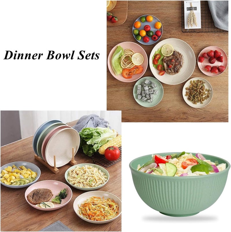 CAMBUY Wheat Straw Bowls Set Unbreakable Cereal Bowls Dinner Bowl Sets Dishwasher  Microwave Safe 9 Pcs 24 Oz - Image 4
