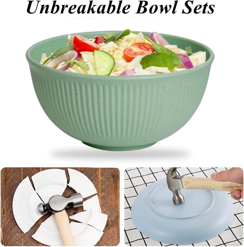 CAMBUY Wheat Straw Bowls Set Unbreakable Cereal Bowls Dinner Bowl Sets Dishwasher  Microwave Safe 9 Pcs 24 Oz - Image 3