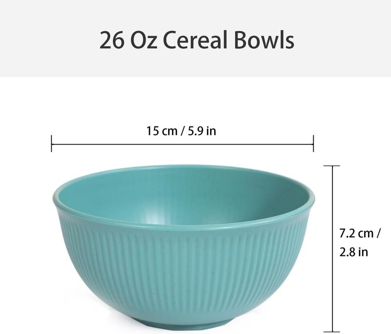 CAMBUY Wheat Straw Bowls Set Unbreakable Cereal Bowls Dinner Bowl Sets Dishwasher  Microwave Safe 9 Pcs 24 Oz - Image 2