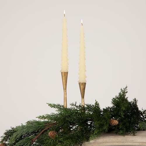 Creative Co-Op Unscented Tree Shaped Taper Candles, Eggnog Beige, Boxed Set Of 2 - Image 2