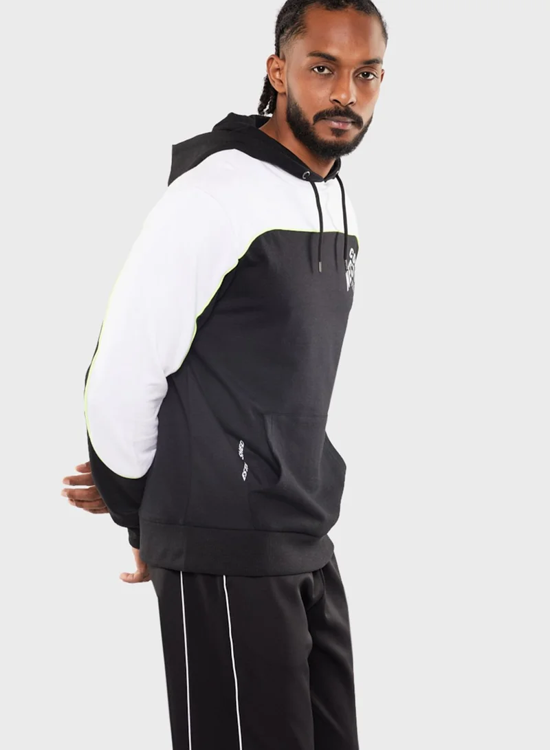 Blue Age Color Block Hoodie