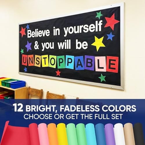 Paclord Multi-Color Construction Paper Set 12" x 100 ft – 12 Colors, Made in USA – Bulletin Board Paper for Classrooms, School & Arts Crafts - Image 5