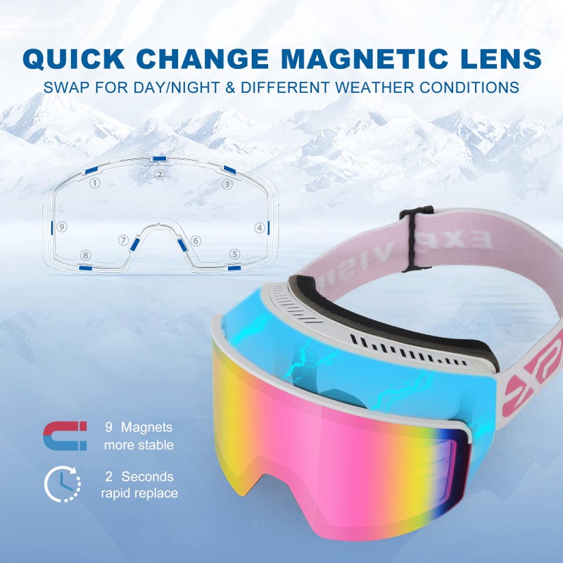 Exp Vision Ski/Snowboard Goggles  Magnetic Lens Snow Goggles With Anti-Fog & Uv400 Protection For Men & Women - Image 2