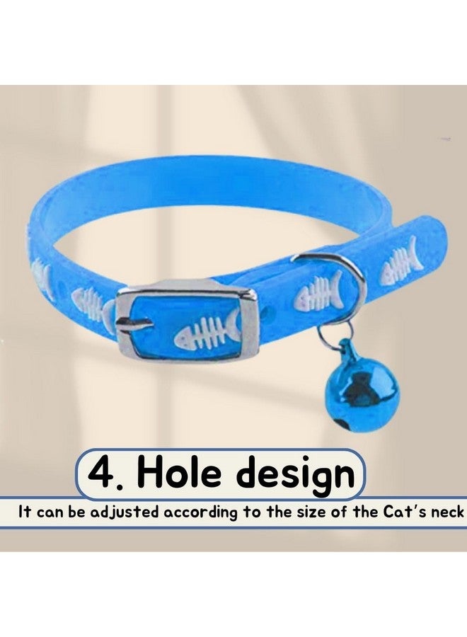 Sage Square 'S Multicolored Adjustable Rubber Silicone Cat Collar With Bell | Where Training Meets Style In A Vibrant Feline Design | Durable Rubber Silicone Promises Lasting Wear (Blue) - Image 4