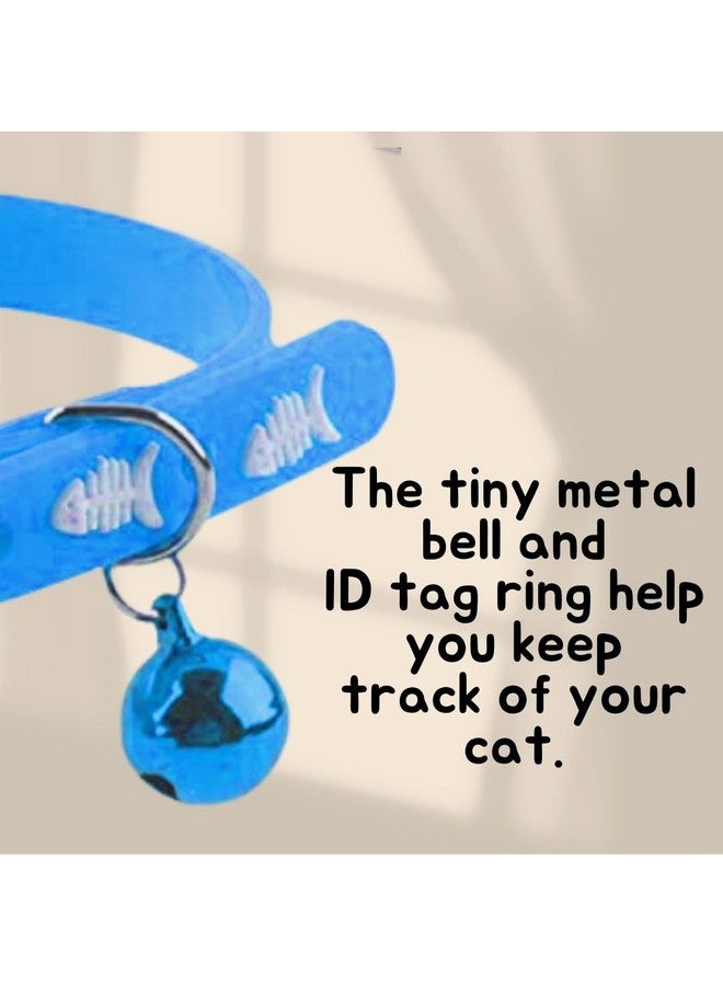 Sage Square 'S Multicolored Adjustable Rubber Silicone Cat Collar With Bell | Where Training Meets Style In A Vibrant Feline Design | Durable Rubber Silicone Promises Lasting Wear (Blue) - Image 5
