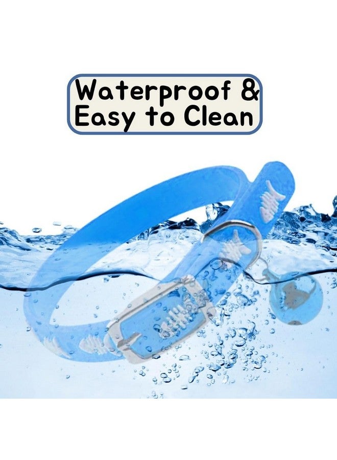 Sage Square 'S Multicolored Adjustable Rubber Silicone Cat Collar With Bell | Where Training Meets Style In A Vibrant Feline Design | Durable Rubber Silicone Promises Lasting Wear (Blue) - Image 2